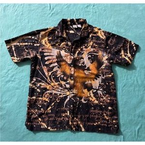 Utility Men Hawaiian camp shirt abstract eagle 90s‎ Size Large Vintage